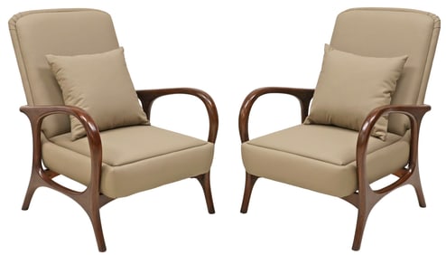 (2) MID-CENTURY MODERN STYLE UPHOLSTERED ARMCHAIRS