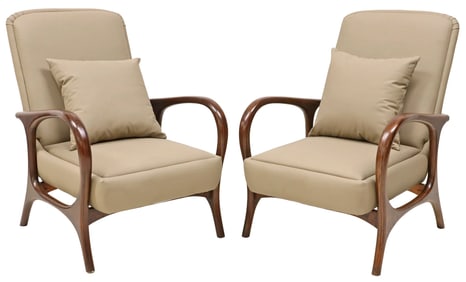 (2) MID-CENTURY MODERN STYLE UPHOLSTERED ARMCHAIRS