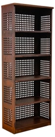 VINTAGE AMERICAN PERFORATED STEEL BOOKCASE, c.1920s, 78"H