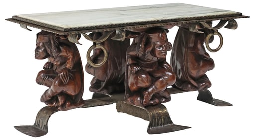 JEAN-MAURICE ROTHSCHILD (D.1998) WALNUT & IRON COFFEE TABLE