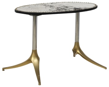 CONTEMPORARY COWHIDE & METAL TABLE