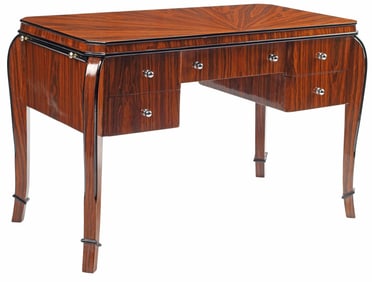 ART DECO STYLE PARCEL-EBONIZED ROSEWOOD VENEER WRITING DESK