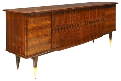 FRENCH MID-CENTURY MODERN LACQUERED ROSEWOOD SIDEBOARD