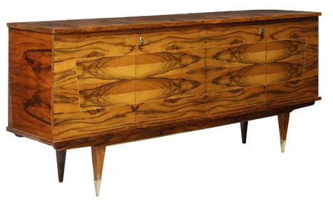 FRENCH MID-CENTURY MODERN LACQUERED ROSEWOOD SIDEBOARD