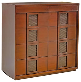 MID-CENTURY MODERN LATTICED 10-DRAWER MAHOGANY CHEST