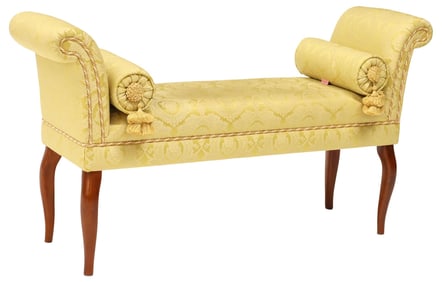 ITALIAN CUSTOM JACQUARD-UPHOLSTERED END-OF-BED BENCH
