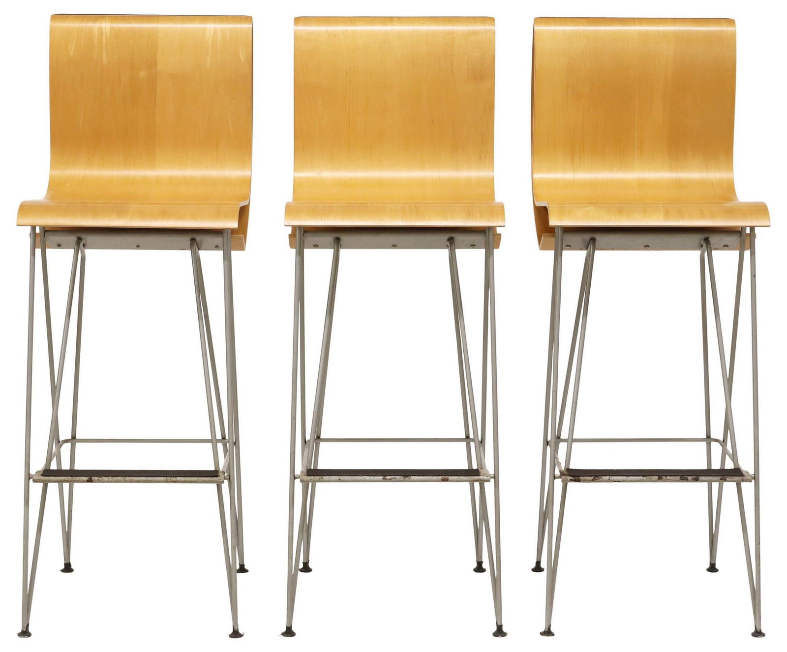 (3) MICHAEL GRAVES (D.2015) MODERN BENTWOOD & STEEL BAR STOOLS (1 of 4)