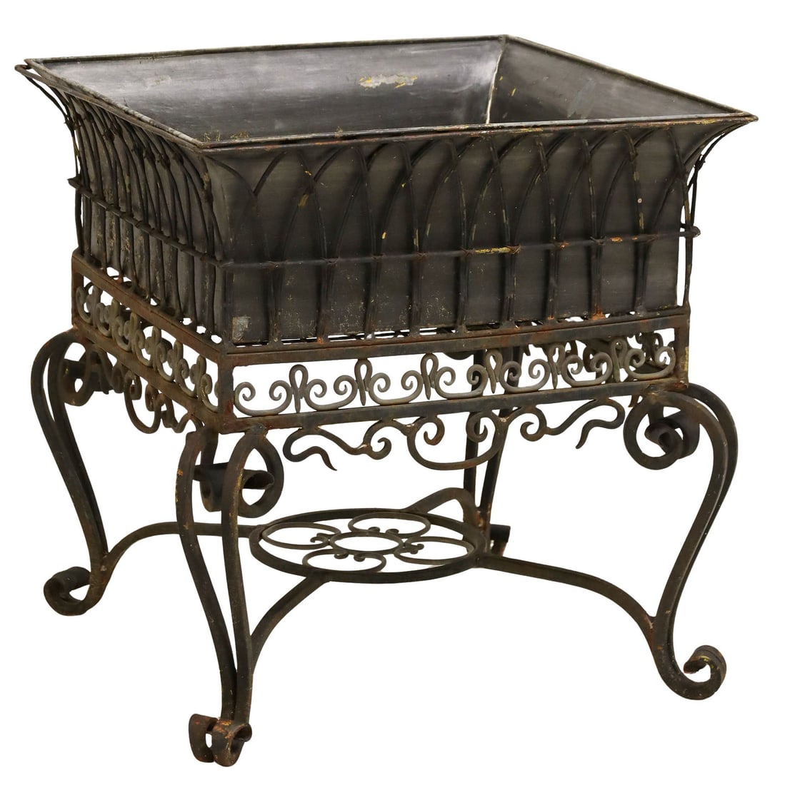 MAITLAND-SMITH (ATTRIB.) WROUGHT IRON & BRASS GARDEN PLANTER (1 of 4)
