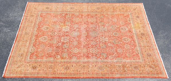 HAND-TIED PAKISTANI ISFAHAN WOOL RUG, 11'11" X 8'9"