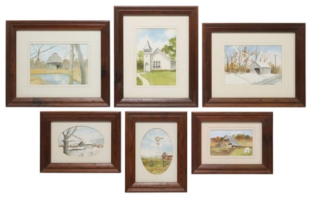 (6) JOAN BOHLANDER (1919-1989) INDIANA WATERCOLORS