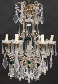 ITALIAN GILT-METAL & CRYSTAL 7-LIGHT CHANDELIER