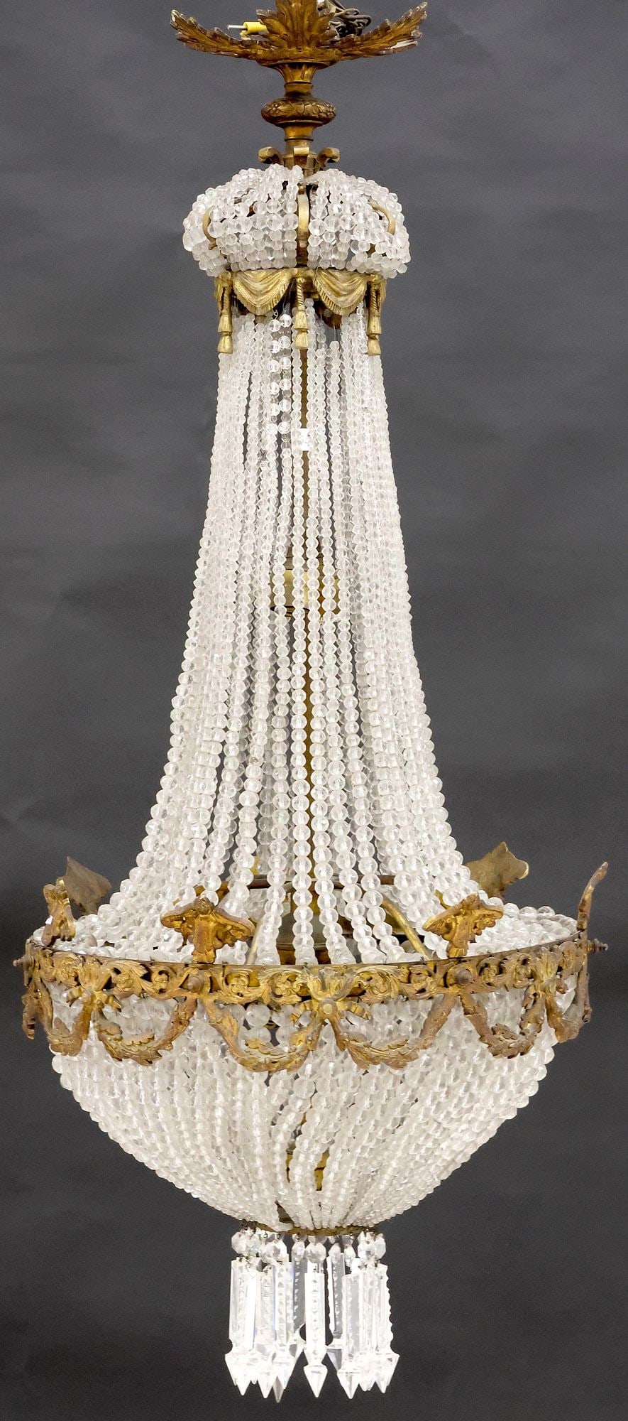 ITALIAN EMPIRE STYLE SAC-DE-PEARL CRYSTAL 7-LT CHANDELIER (1 of 4)