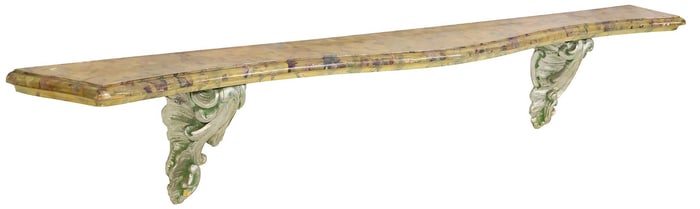 ITALIAN SILVERED & MARBLEIZED WALL BRACKET CONSOLE TABLE