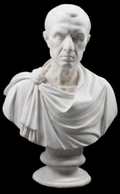 LARGE CAST PLASTER BUST OF JULIUS CAESAR