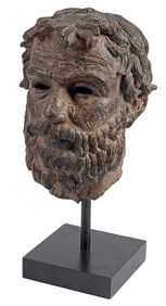 CLASSICAL STYLE PATINATED BRONZE BUST OF ZEUS, 16"H