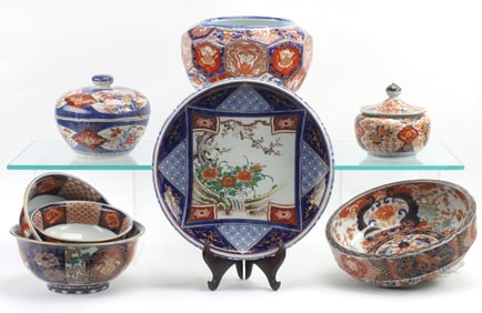 (8) JAPANESE IMARI PALETTE PORCELAIN TABLEWARE