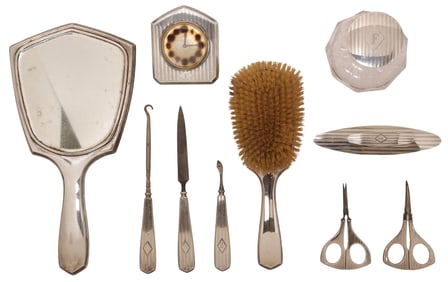 (10) AMERICAN WILLIAM B. KERR & CO. STERLING SILVER VANITY SET