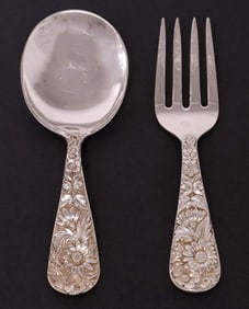 (2) S. KIRK & SON 'REPOUSSE' STERLING SILVER BABY SET