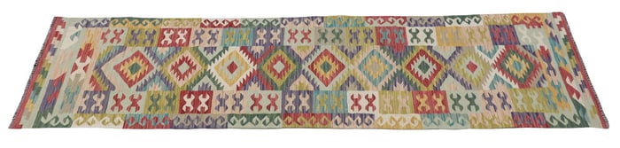 HAND-WOVEN PAKISTANI KILIM RUNNER, 10'1" X 2'8"