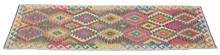 HAND-WOVEN PAKISTANI KILIM RUNNER, 9'5" X 2'9"
