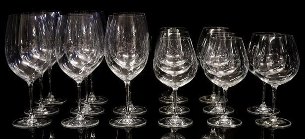 (16) RIEDEL COLORLESS GLASS GRAND BORDEAUX & BURGUNDY WINE STEMS