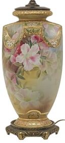 LARGE NIPPON (ATTRIB) MORIAGE PORCELAIN VASE 1-LT TABLE LAMP