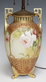 NIPPON (ATTRIB) MORIAGE PORCELAIN VASE 2-LT TABLE LAMP