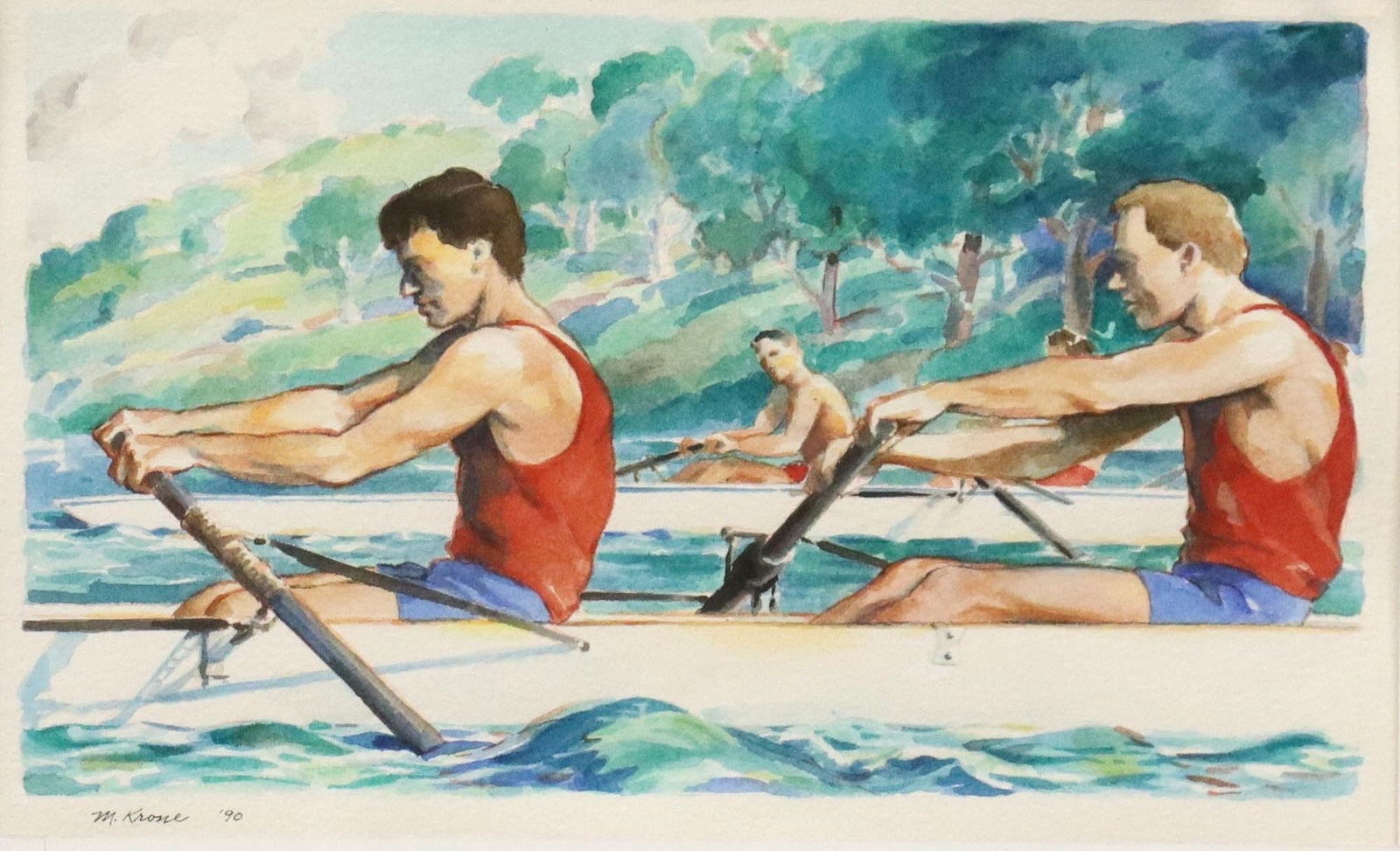 MIKE KRONE (ATX) WATERCOLOR ROWERS ON THE WATER (1 of 4)