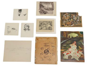 (LOT) OLIN HERMAN TRAVIS (TX, D.1975) SKETCHBOOK, STUDIES & PAINTING
