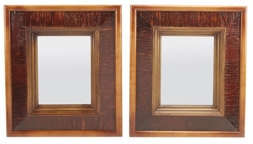 (2) PORTUGUESE STYLE BAMBOO-FRAMED MIRRORS, 32" X 27.5"