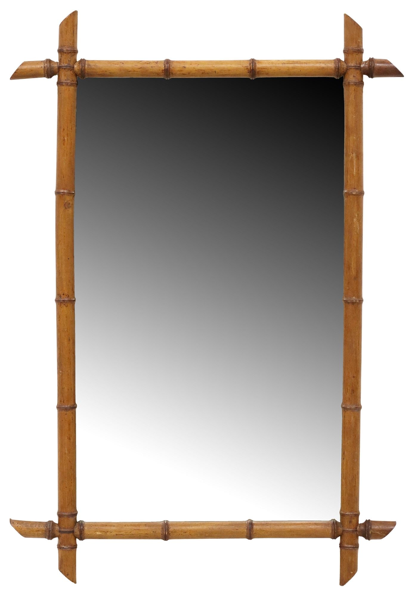 FRENCH FAUX BAMBOO TURNED WOOD WALL MIRROR, 41.5" X 28.25" (1 of 3)