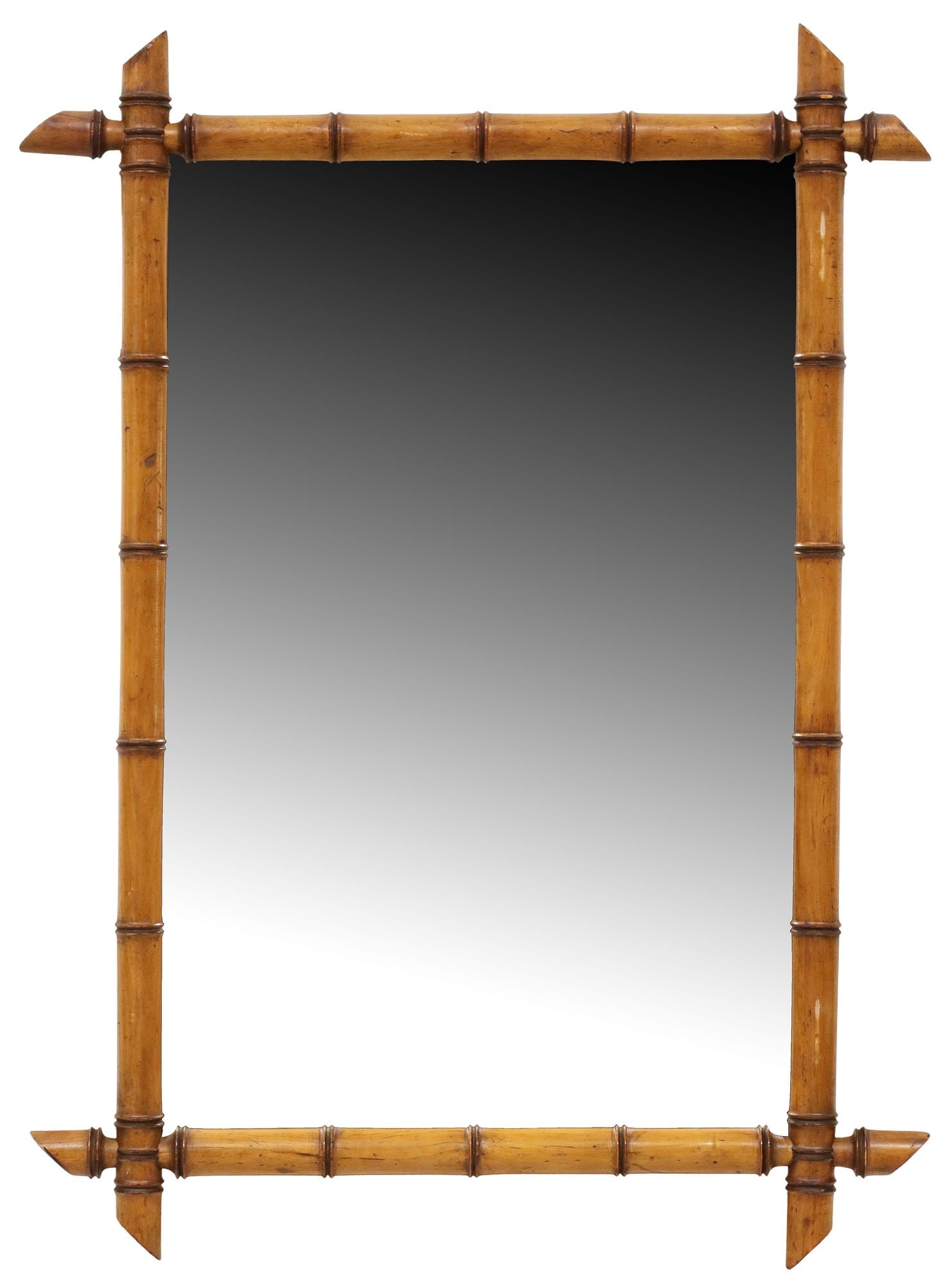 FRENCH FAUX BAMBOO TURNED WOOD WALL MIRROR, 35.25" X 26" (1 of 3)
