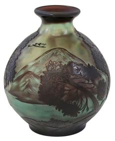 AFTER GALLE CAMEO GLASS SCENIC LANDSCAPE VASE