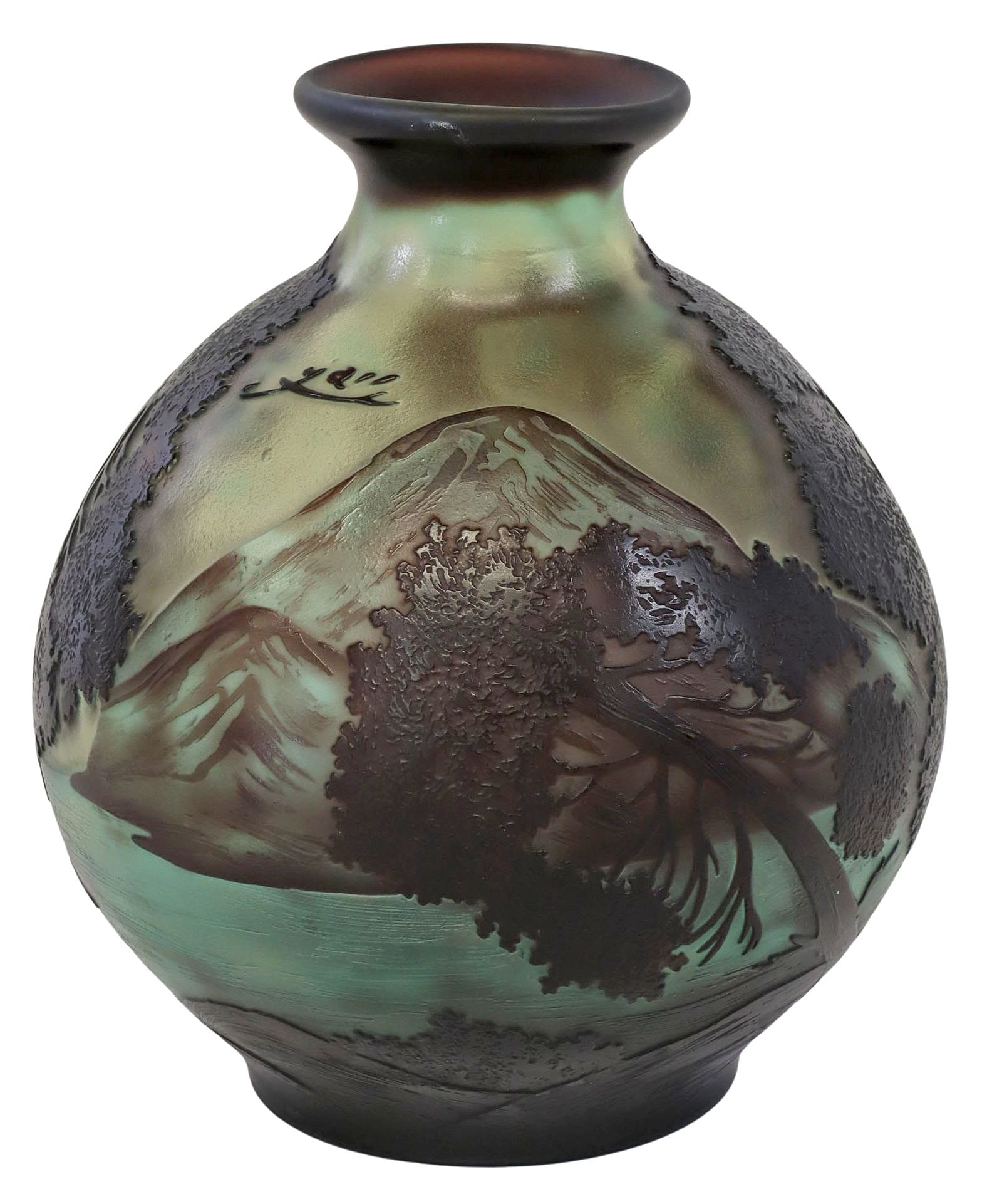 AFTER GALLE CAMEO GLASS SCENIC LANDSCAPE VASE (1 of 4)