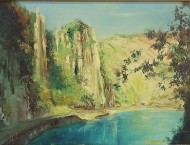 SIGNED ITALIAN SCHOOL RIVA DI SOLTO LANDSCAPE