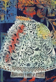 JOZSEF DOMJAN (1907-1992) COLOR WOODCUT 'FARAWAY'