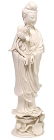 CHINESE 'BLANC DE CHINE' PORCELAIN FIGURE OF STANDING GUANYIN