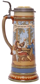 METTLACH BEER STEIN, 'DRINKER WITH THE OWNER OF ZUR LINDE,' #2286