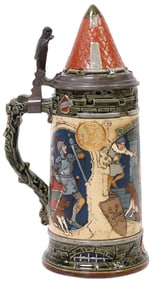 METTLACH ETCHED BEER STEIN, 'THE THIRSTY KNIGHT,' #2382