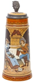 METTLACH ETCHED BEER STEIN, 'LOVERS,' #2780
