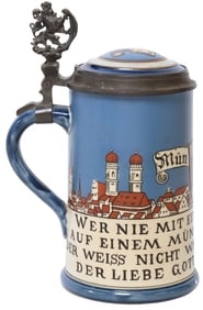 METTLACH ETCHED BEER STEIN, 'MUNICH CHILD WITH SAYING,' #2002