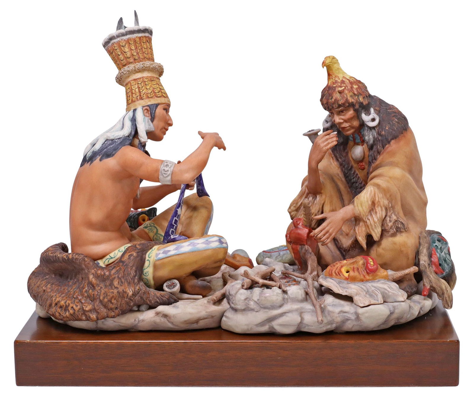 CYBIS NATIVE AMERICAN FIGURAL GROUP, 'IROQUOIS AT THE COUNCIL FIRE' (1 of 6)