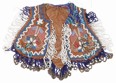 NATIVE AMERICAN IROQUOIS CHILD'S BEADED VEST, C. 1900-1920