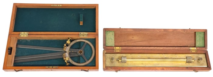 (2) NAUTICAL STATION POINTER & PARALLEL RULE, 1906 PRESENTATION BOX