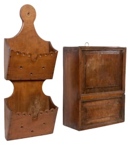 (2) FRENCH PROVINCIAL WALNUT FARINIERE FLOUR BOX & WALL POCKET