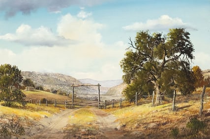 RICHARD K. SHADER (TEXAS, 1932-2015) PAINTING, MEDINA LAKE LANDSCAPE