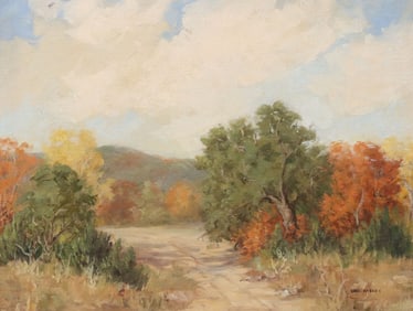 HAZEL MASSEY (1907-1990) TEXAS HILL COUNTRY LANDSCAPE, 12" X 16"