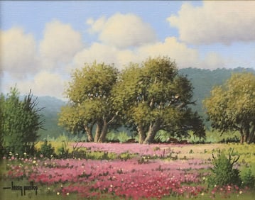 LARRY PRELLOP (TX, B.1949) PAINTING, HILL COUNTRY WILDFLOWER LANDSCAPE