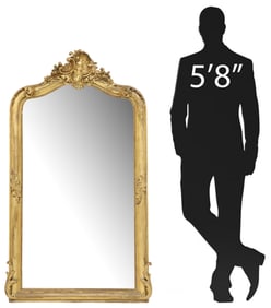 FRENCH LOUIS XV STYLE GILTWOOD BEVELED MIRROR, 57"H