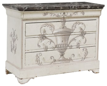 FRENCH LOUIS PHILIPPE PAINT-DECORATED COMMODE